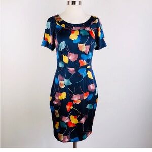 Colorful Navy Floral Sheath Dress